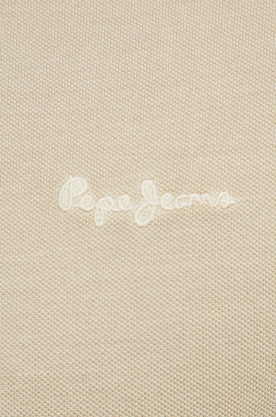 Памучна тениска с яка Pepe Jeans NEW OLIVER GD PM542099 бежов