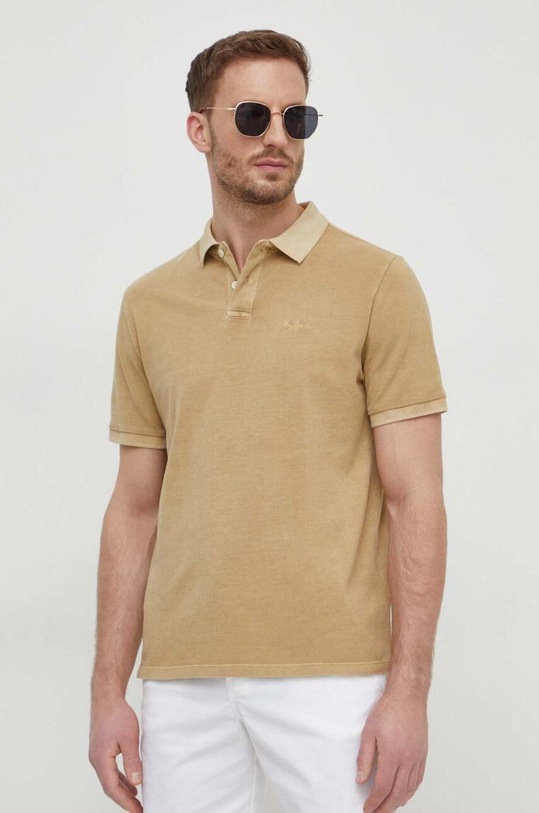 Pepe Jeans polo bawełniane NEW OLIVER GD beżowy PM542099
