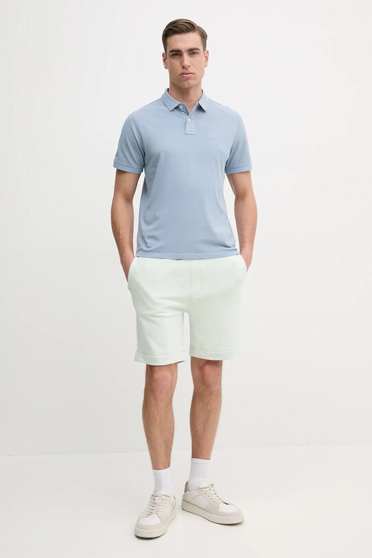 Памучна тениска с яка Pepe Jeans PM542099 син SS25