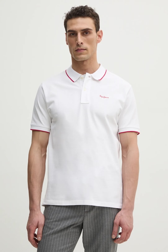 Pepe Jeans polo de bumbac Hans regular alb PM542101