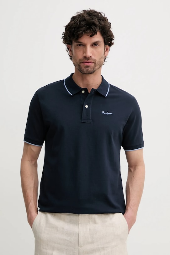 Бавовняне поло Pepe Jeans Hans бавовна темно-синій PM542101