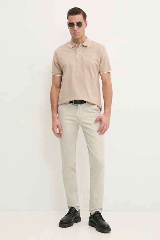 Pepe Jeans polo bawełniane Hans PM542101 beżowy SS25
