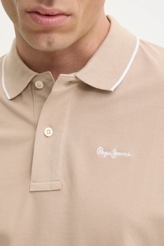 Bombažen polo Pepe Jeans Hans PM542101 bež