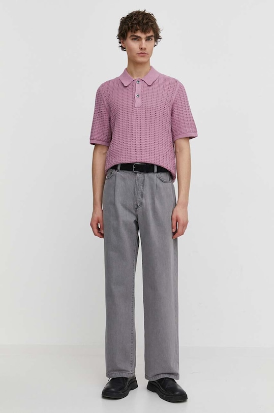 Свитер с примесью льна Samsoe Samsoe M24100017 розовый SS24