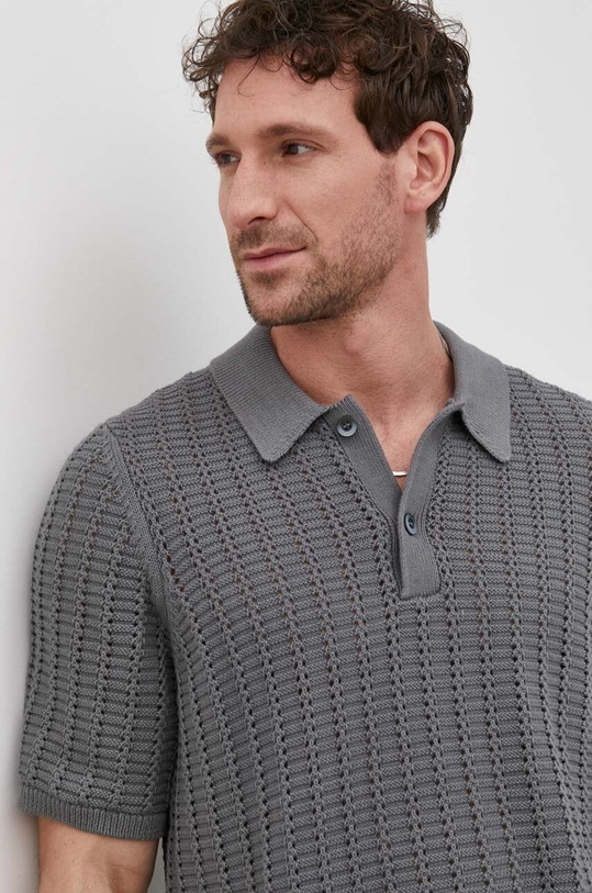 Πουλόβερ από λινό μείγμα Samsoe Samsoe γκρί M24100017