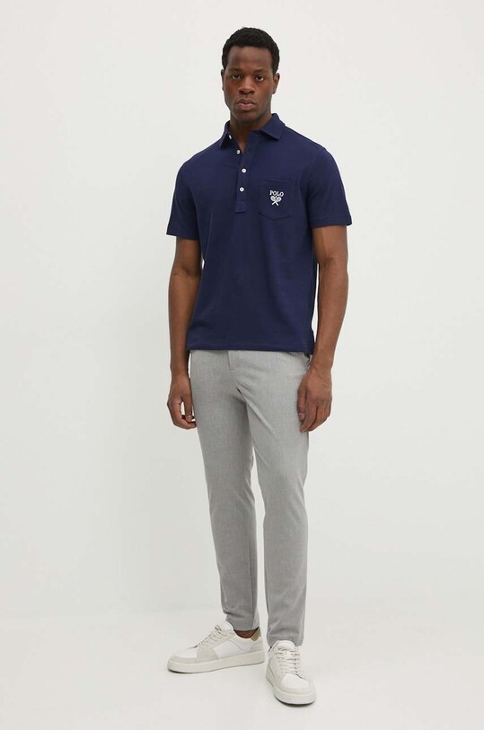 Bavlnené polo tričko Polo Ralph Lauren 710952180 tmavomodrá SS24
