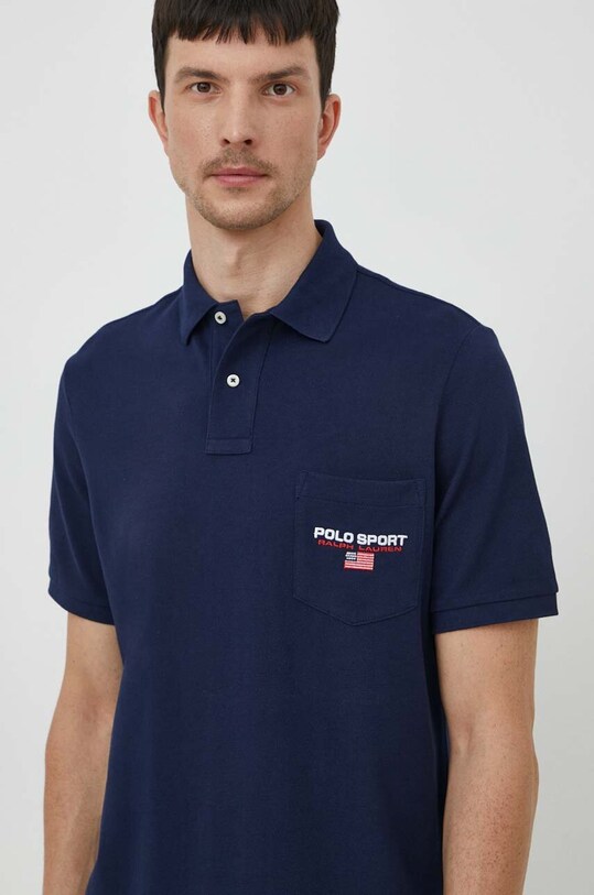 Хлопковое поло Polo Ralph Lauren regular голубой 710938453