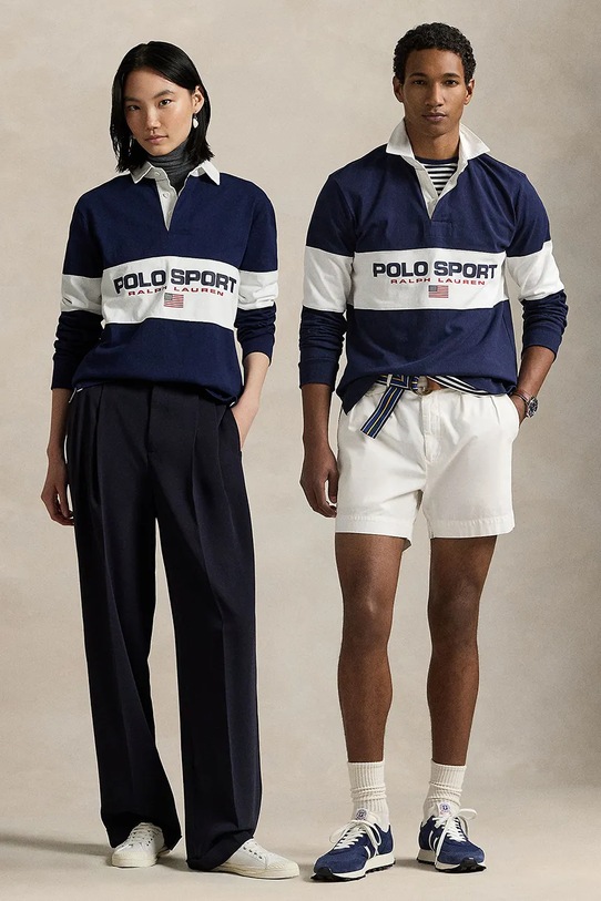 Polo Ralph Lauren longsleeve bawełniany granatowy 710938458