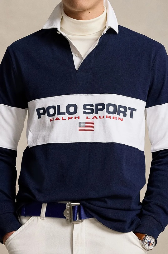 Одяг Бавовняний лонгслів Polo Ralph Lauren 710938458 темно-синій