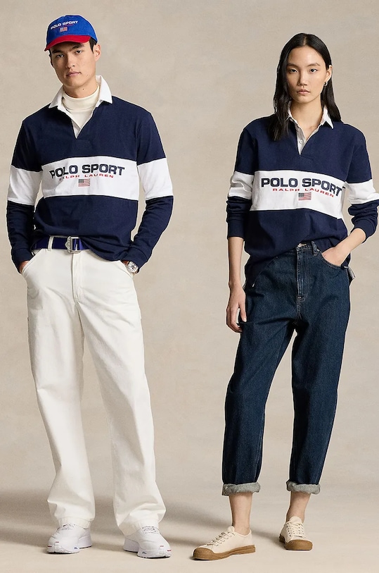 Бавовняний лонгслів Polo Ralph Lauren темно-синій 710938458