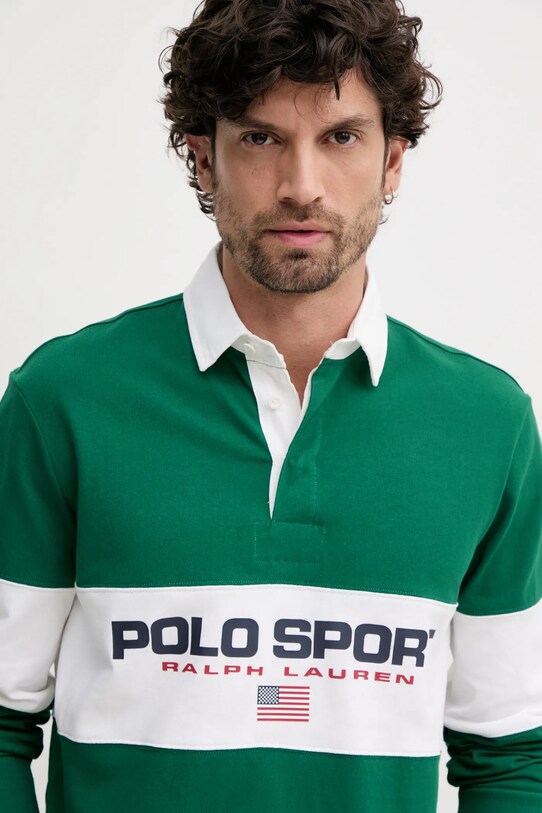 Бавовняний лонгслів Polo Ralph Lauren зелений 710938458