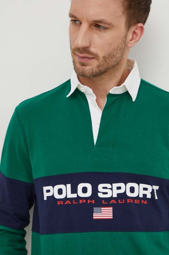 Памучна блуза с дълги ръкави Polo Ralph Lauren зелен 710938458