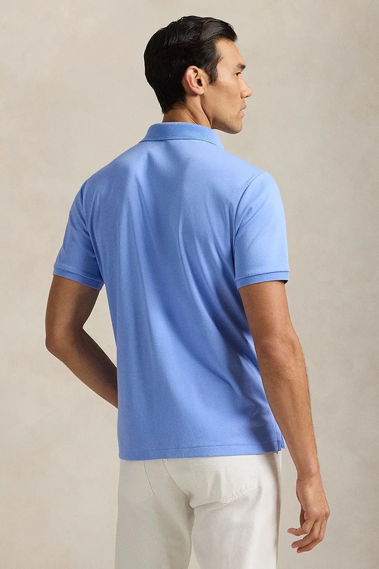 Хлопковое поло Polo Ralph Lauren 710704319 голубой SS25