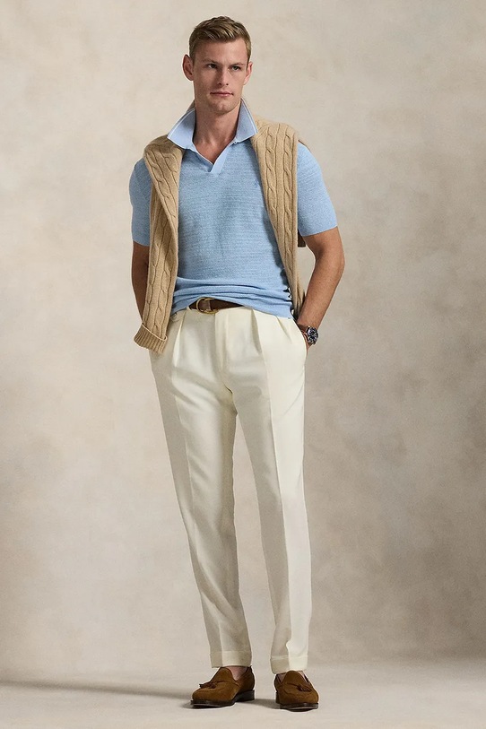 Îmbrăcăminte Polo Ralph Lauren tricou polo din in 710934180 albastru