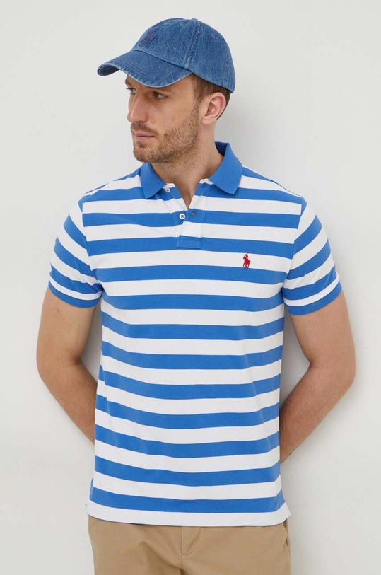 Polo Ralph Lauren polo bawełniane wzorzyste niebieski 710934552
