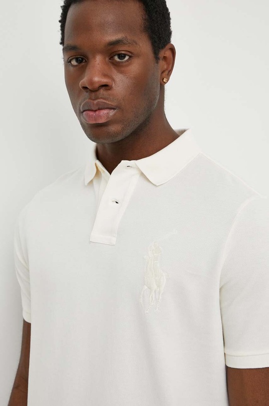 Βαμβακερό μπλουζάκι πόλο Polo Ralph Lauren μπεζ 710936508
