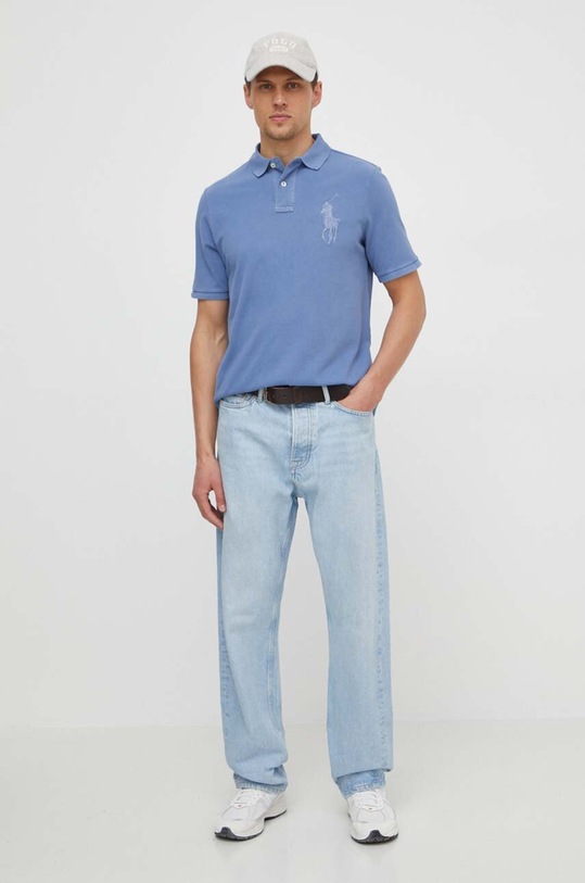 Βαμβακερό μπλουζάκι πόλο Polo Ralph Lauren 710936508 μπλε SS24