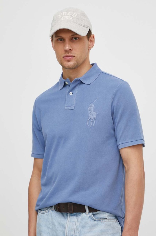 Βαμβακερό μπλουζάκι πόλο Polo Ralph Lauren μπλε 710936508