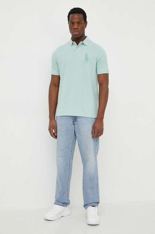 Pamučna polo majica Polo Ralph Lauren 710936508 tirkizna SS24