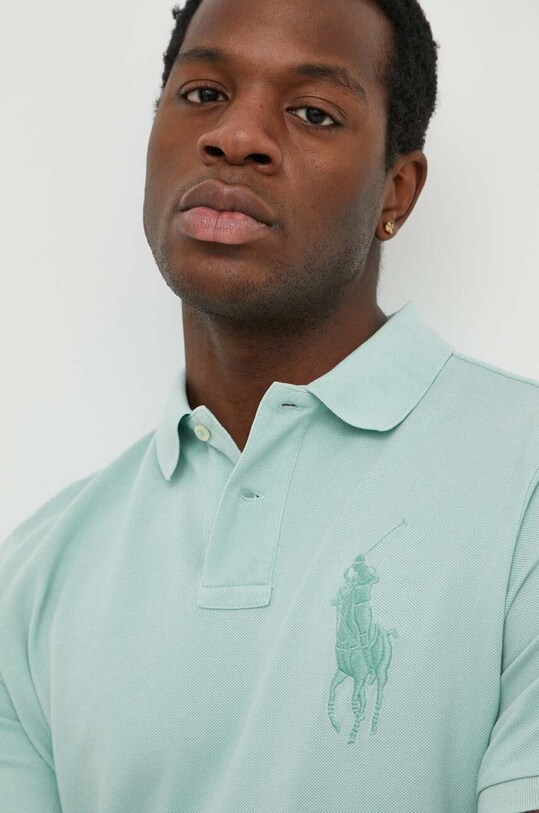 Бавовняне поло Polo Ralph Lauren бірюзовий 710936508