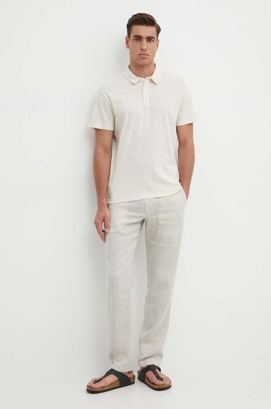 Поло з домішкою льону Pepe Jeans HOLLY PM542146 бежевий SS24
