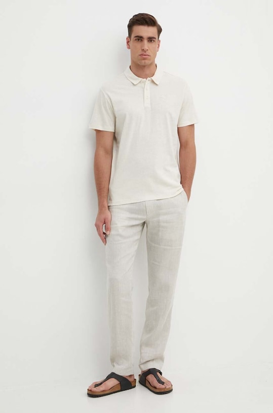 Pepe Jeans polo z domieszką lnu HOLLY PM542146 beżowy SS24