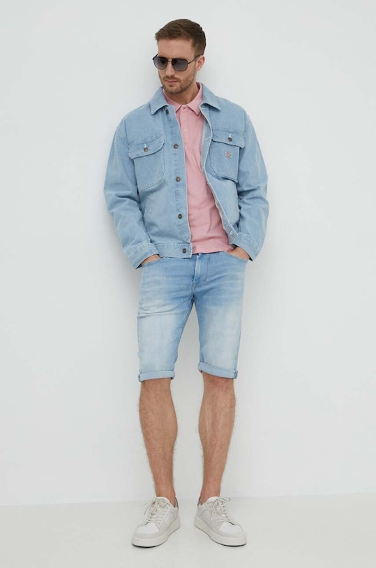 Pepe Jeans tricou polo din in PM542146 roz SS24