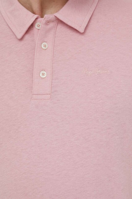 Поло с примесью льна Pepe Jeans HOLLY PM542146 розовый