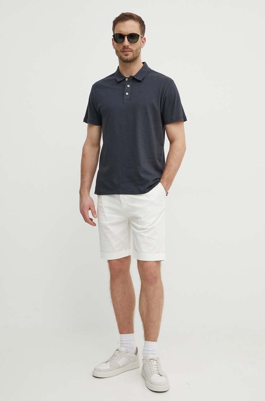 Polo tričko se lněnou směsí Pepe Jeans HOLLY PM542146 šedá SS24