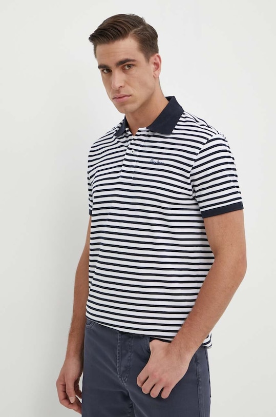 Pepe Jeans polo bawełniane HUNTING wzorzyste biały PM542153