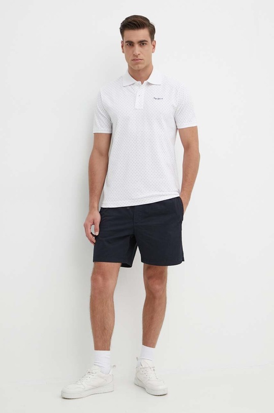 Bavlnené polo tričko Pepe Jeans HUNTER PM542155 biela SS24