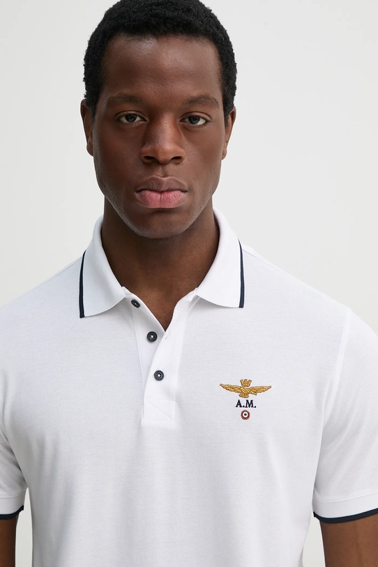Aeronautica Militare polo in cotone bianco PO1308P82