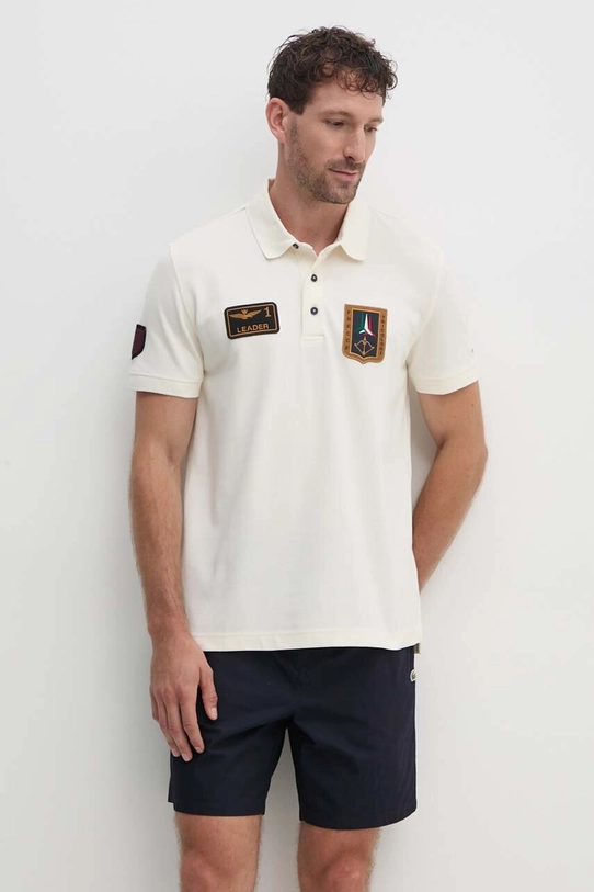 Polo majica Aeronautica Militare s elastinom bež PO1762P192