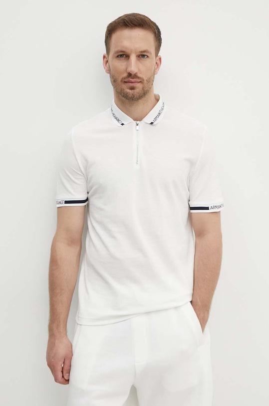 Armani Exchange polo bawełniane 3DZFLH.ZJM5Z biały SS24