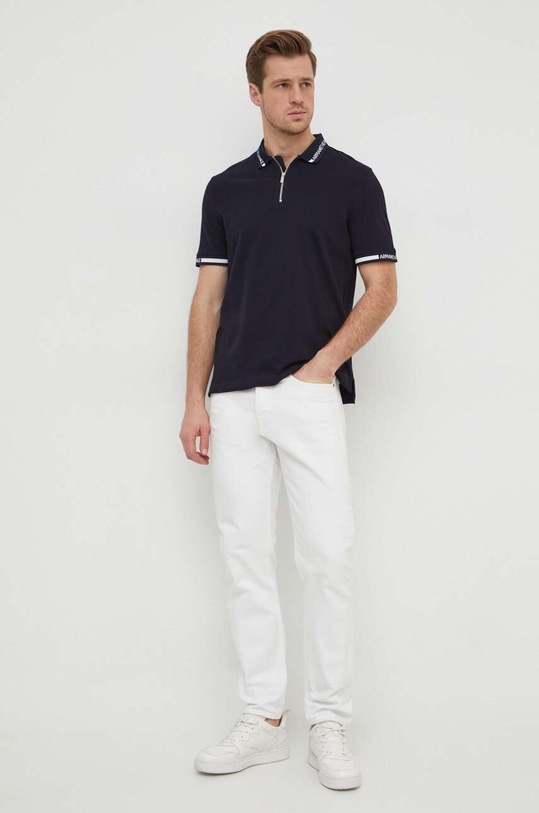 Хлопковое поло Armani Exchange 3DZFLH.ZJM5Z тёмно-синий SS24