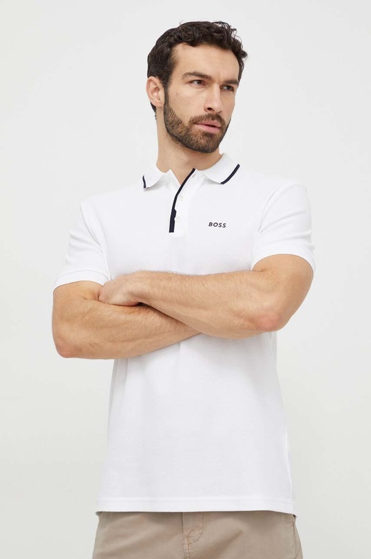 BOSS Green polo bawełniane bawełna biały 50512742