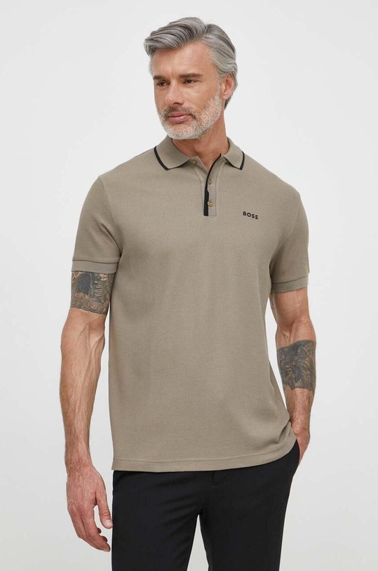 Boss Green polo in cotone semplice beige 50512742