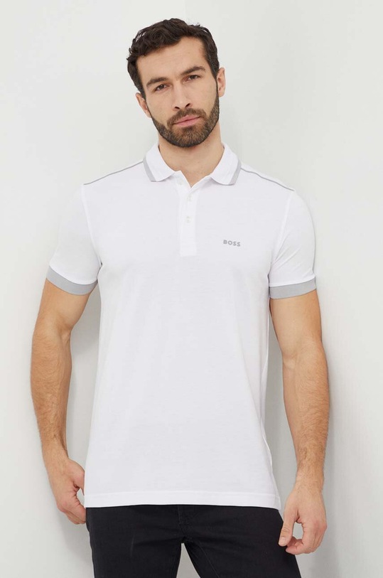 BOSS Green polo bawełniane bawełna biały 50512995