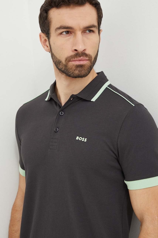BOSS Green polo bawełniane bawełna szary 50512995