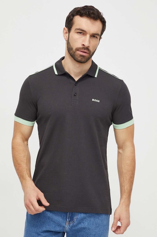 BOSS Green polo bawełniane 50512995 szary SS24