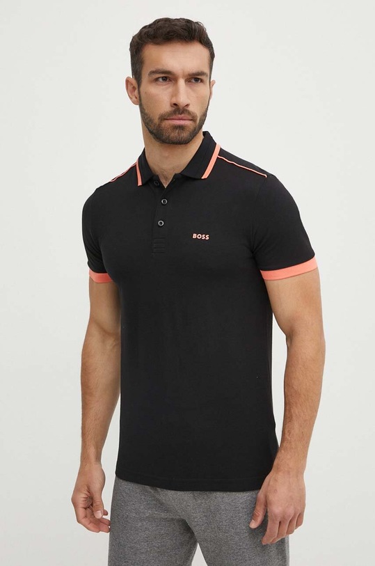 BOSS Green polo bawełniane bawełna czarny 50512995