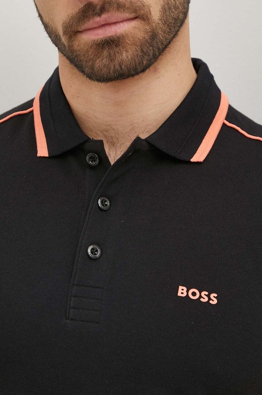 BOSS Green polo bawełniane czarny 50512995