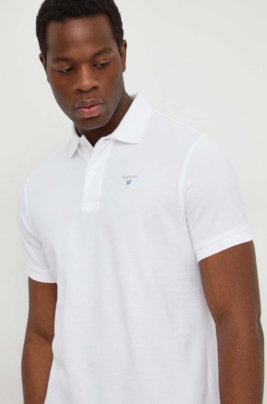 Barbour polo de bumbac alb MML0358