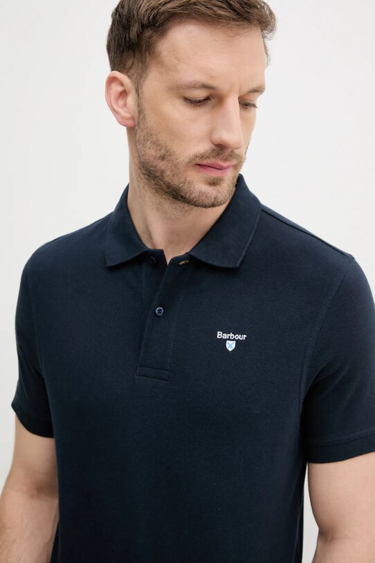 Βαμβακερό μπλουζάκι πόλο Barbour σκούρο μπλε MML0358