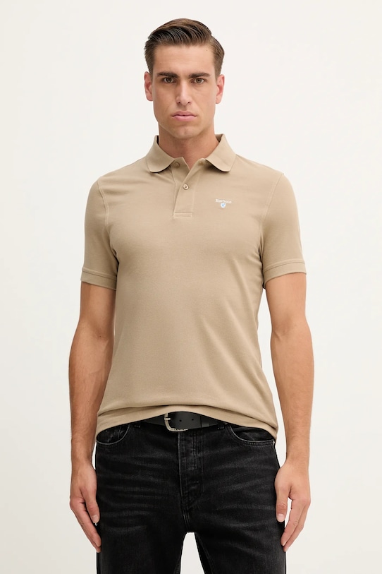 Bavlněné polo tričko Barbour ESSENTIALS hladký béžová MML0358