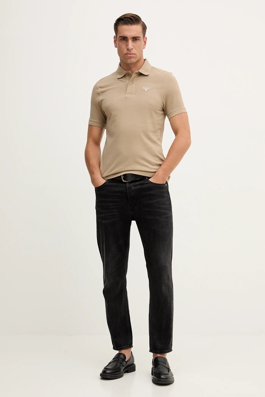 Barbour polo bawełniane ESSENTIALS MML0358 beżowy SS25