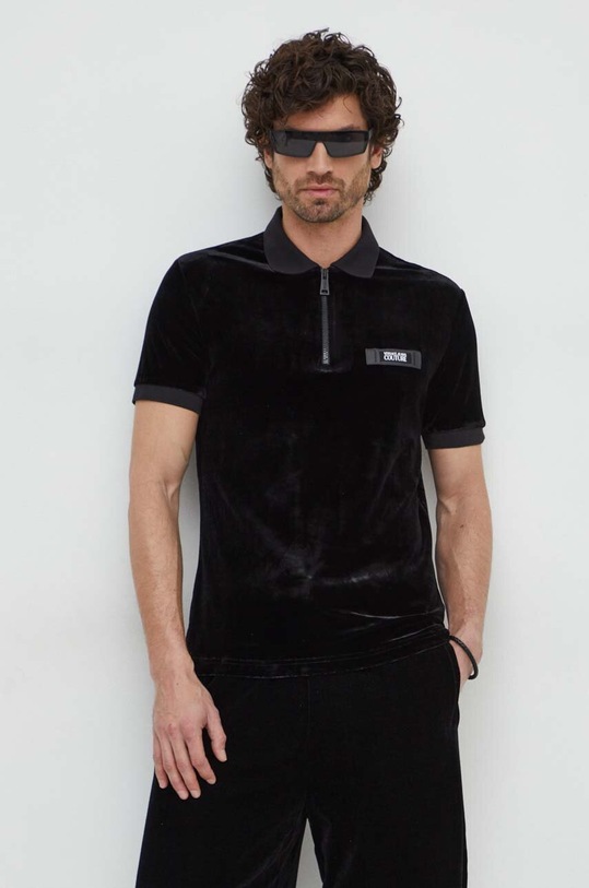 Versace Jeans Couture polo z elastanem czarny 76GAG626.J0082