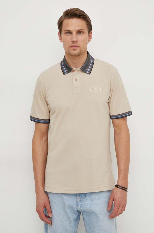 Versace Jeans Couture polo bawełniane bawełna brązowy 76GAGT09.CJ01T