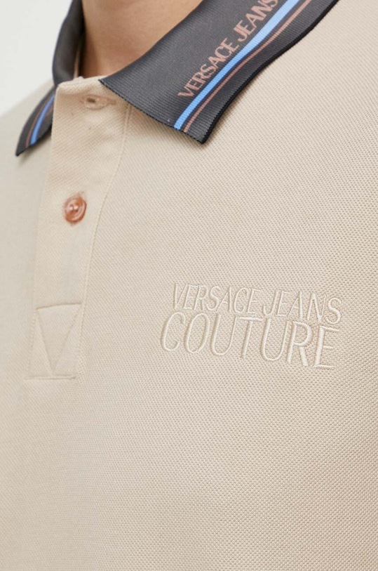 Versace Jeans Couture polo bawełniane 76GAGT09.CJ01T brązowy