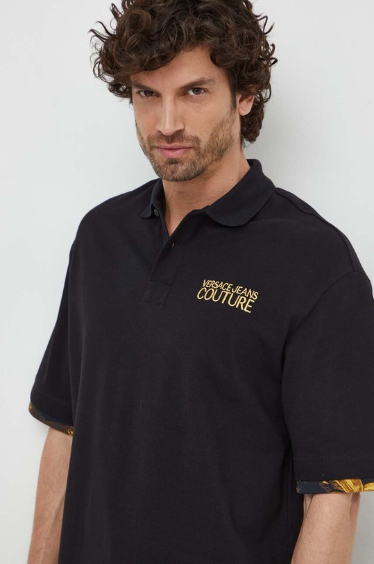 Versace Jeans Couture polo bawełniane bawełna czarny 76GAG625.J0003